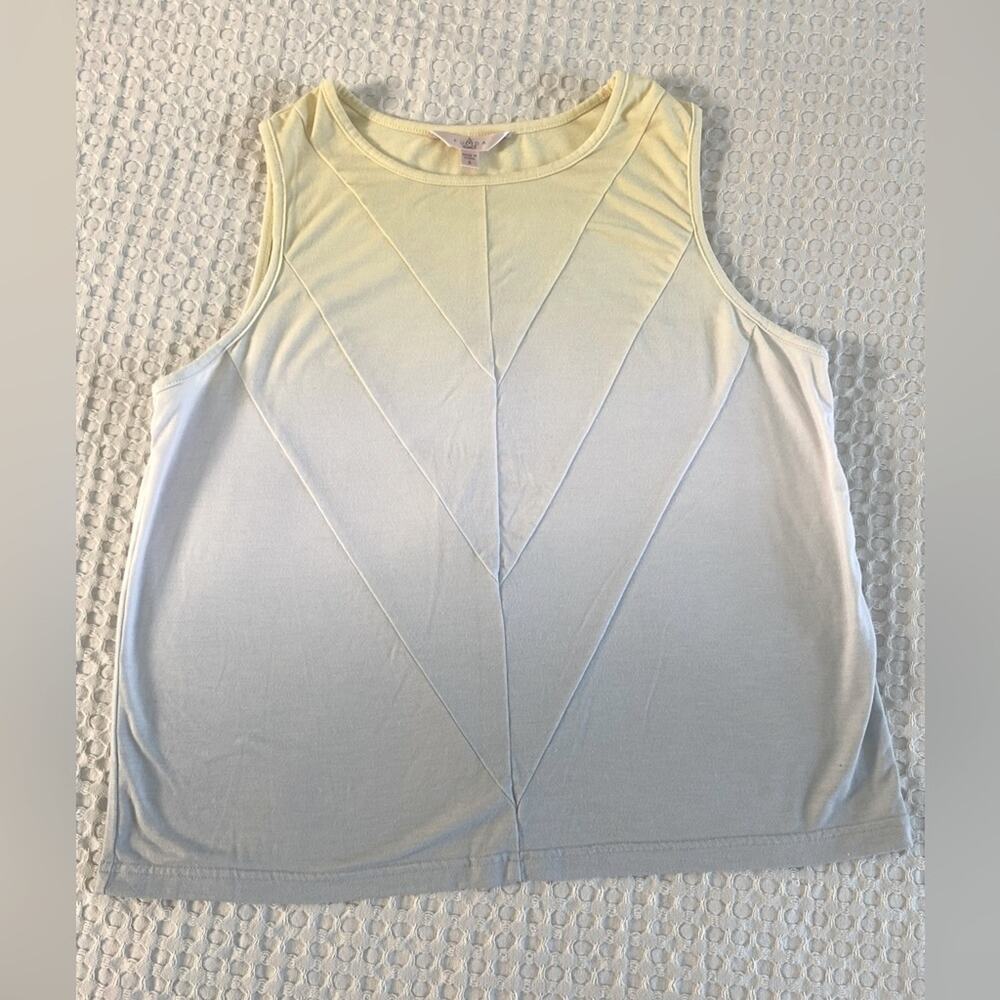 Ombré‎ Yellow White Gray Chevron Soft Tank Top Sz S
